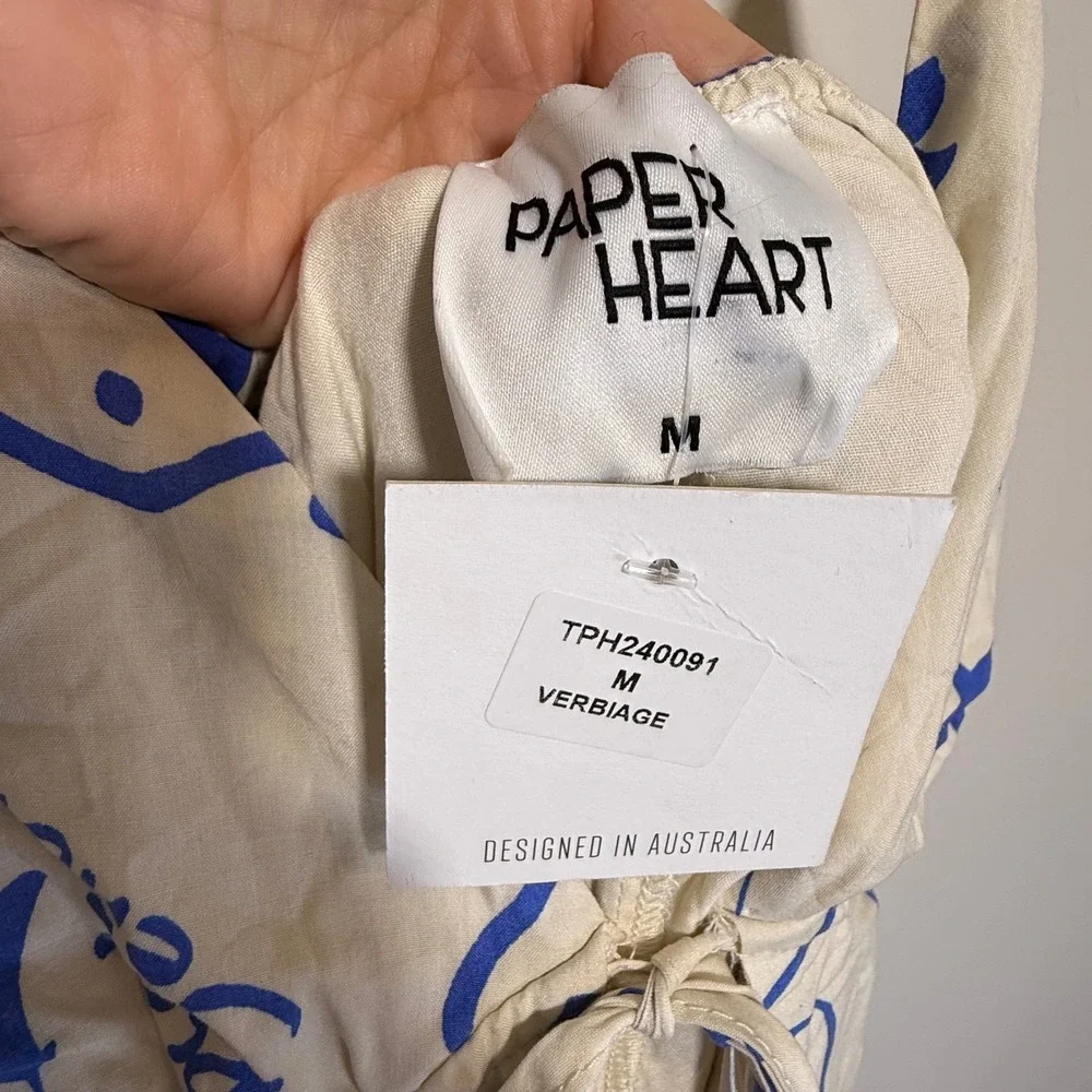 NWT Paper Heart Anthropologie Day Drinks Maxi Dress Womens Medium Blue White SEE - Picture 7 of 10